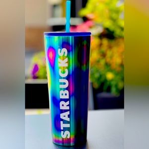 Starbucks Oil Slick Stainless Steel Tumbler Rainbow Cold Cup 24oz Venti New 2023